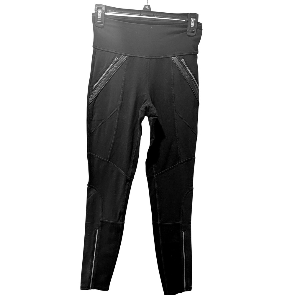 Athleta Luxe Ponte Faux Leather Ankle Zip Full Length Active Leggings Size XX‎
